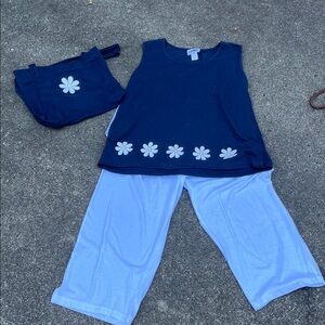 Stylish Black and White Floral Pantsuit